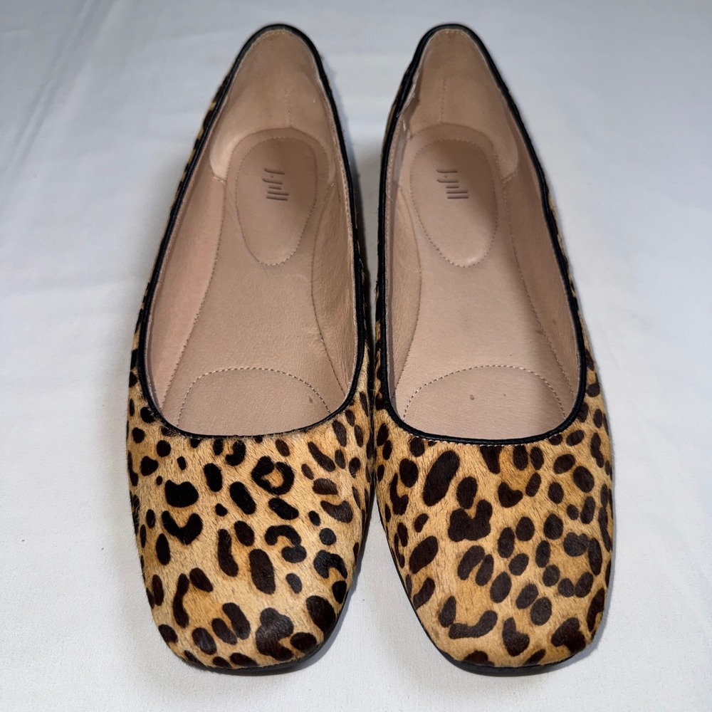 J. Jill Womens Leopard Print Calf Hair Ballet Flats Brown Black Size 10M